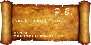 Panitz Benjámin névjegykártya